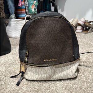 Michael Kors Black and Cream Backpack